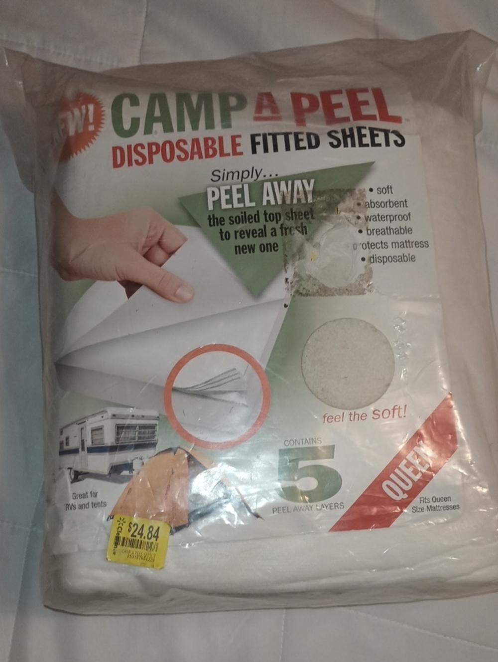 Disposable Fitted Sheet - White (Queen)
